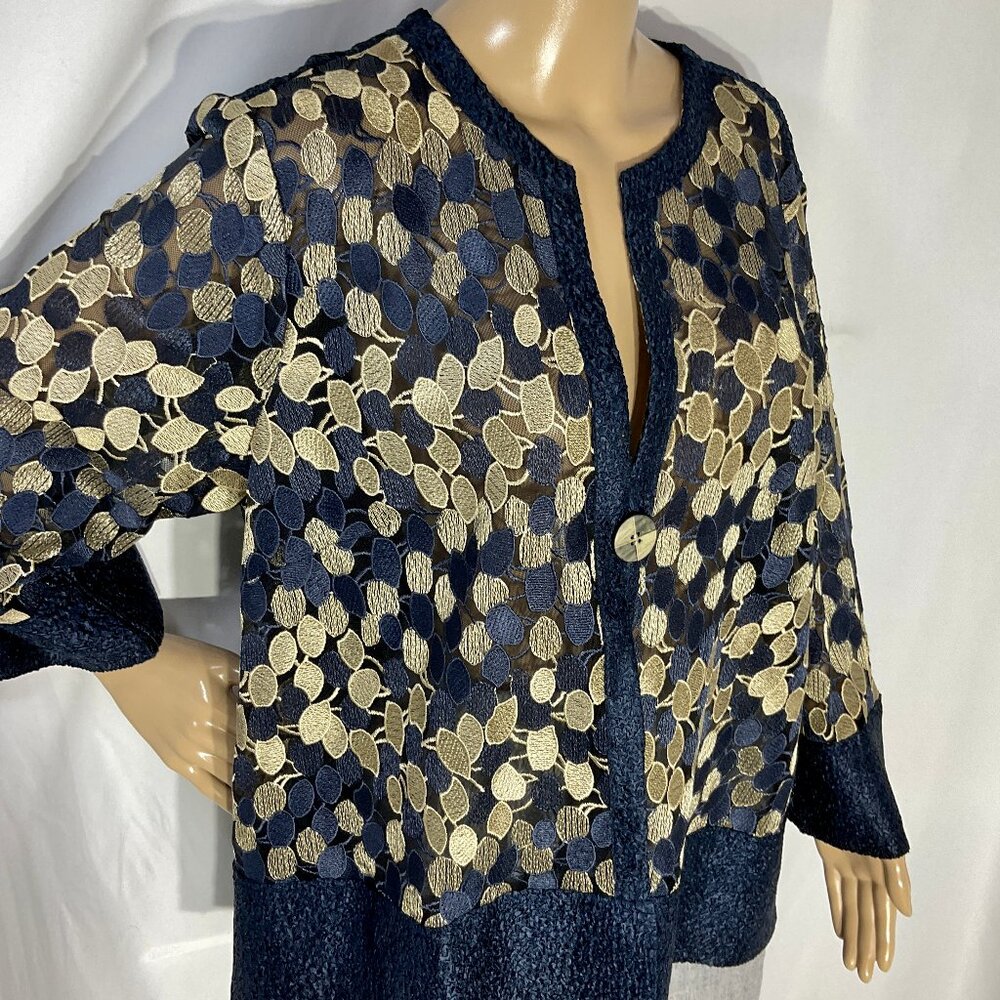 Chicos Sz 3/XL Timeless Single Button Lace Jacket Formal Womens